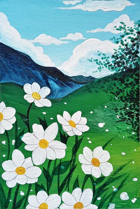 Tranh phong cảnh - Đồi hoa trắng >:3